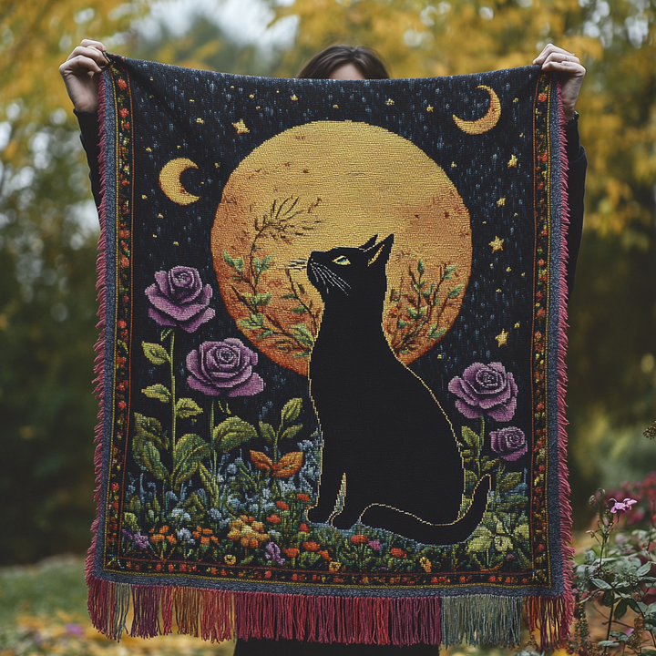 Moonlit Mischief Woven Sofa Blanket