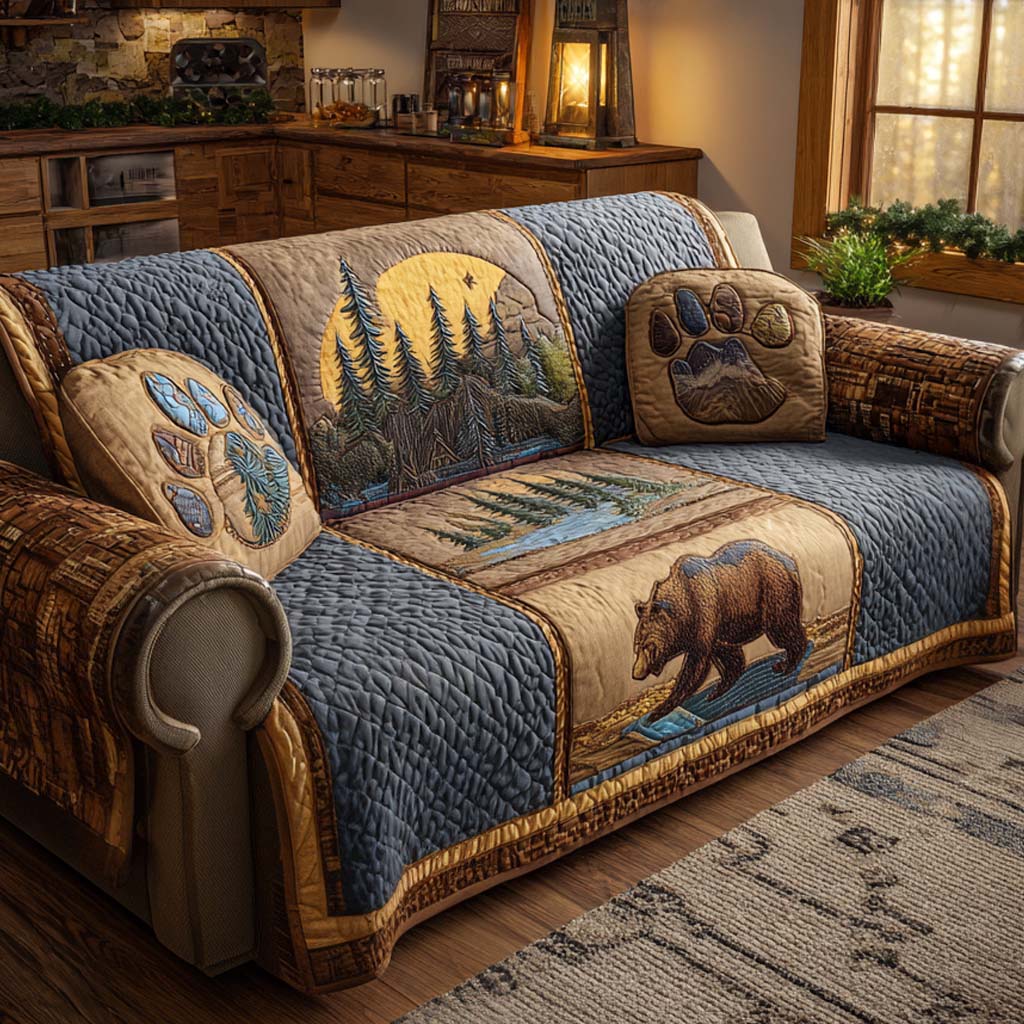 Bear Quilted Sofa Cover