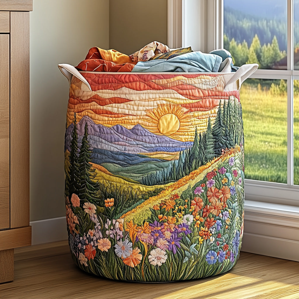 Morning Glory Quilted Laundry Basket
