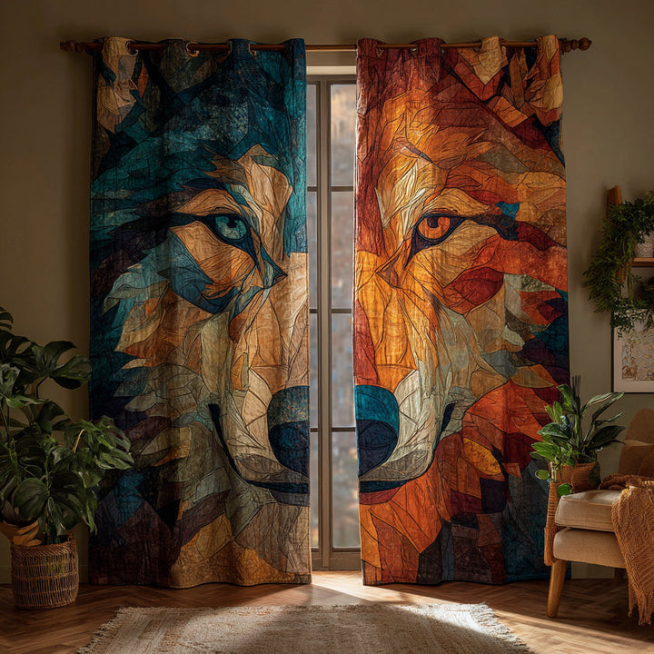 Mosaic Wolf Vision Quilted Curtains