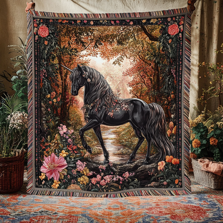 Mystic Moon Unicorn Woven Sofa Blanket