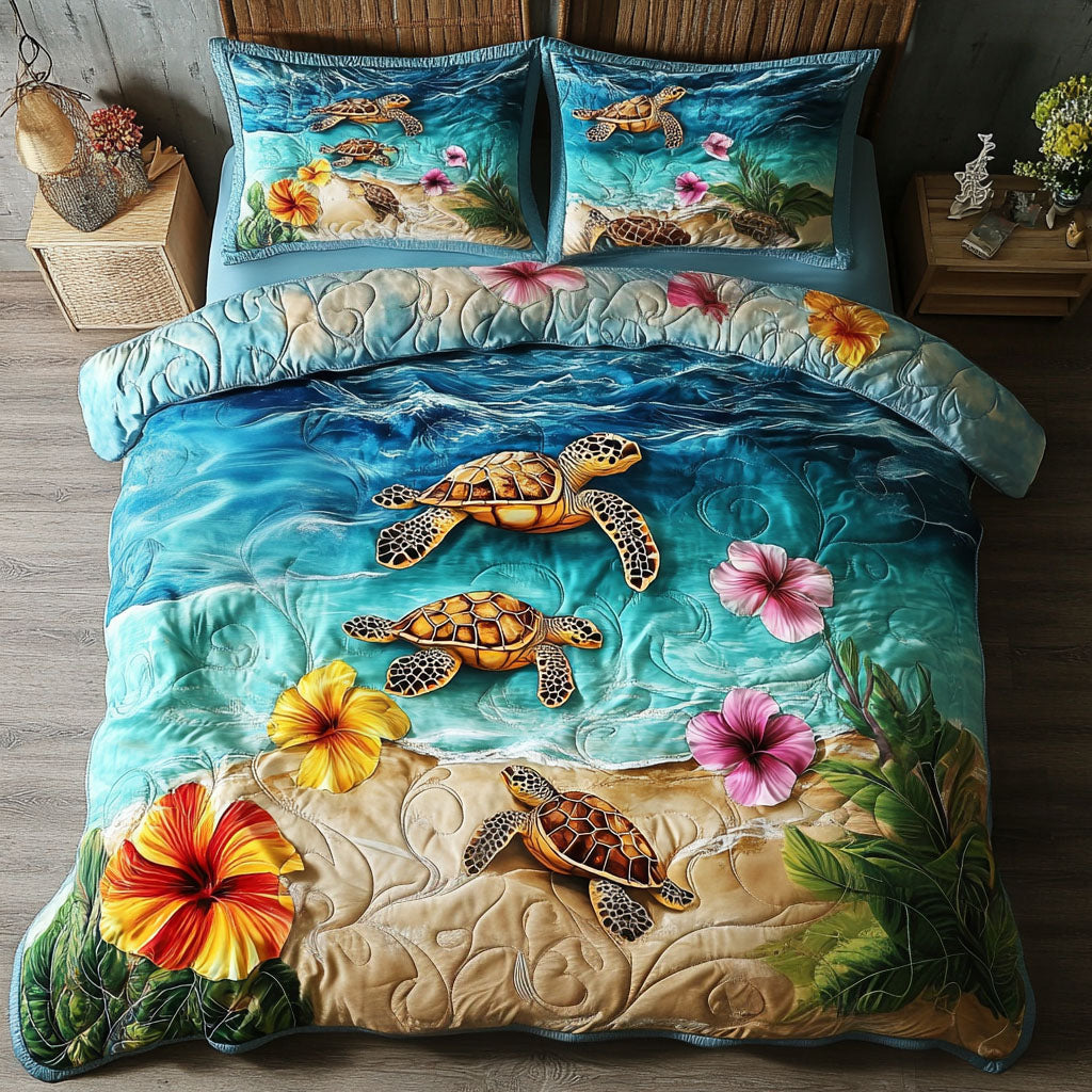 Turtle 3-Piece Quilted Bedding Set