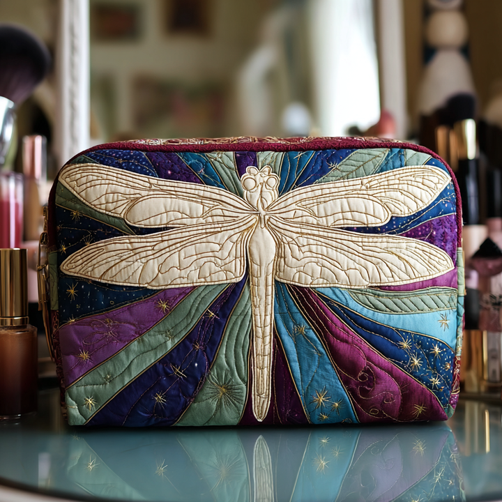 Mystic Dragonfly Quilted Makeup Bag