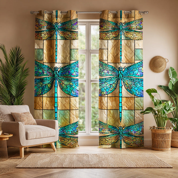 Mystic Lake Dragonfly Quilted Curtains