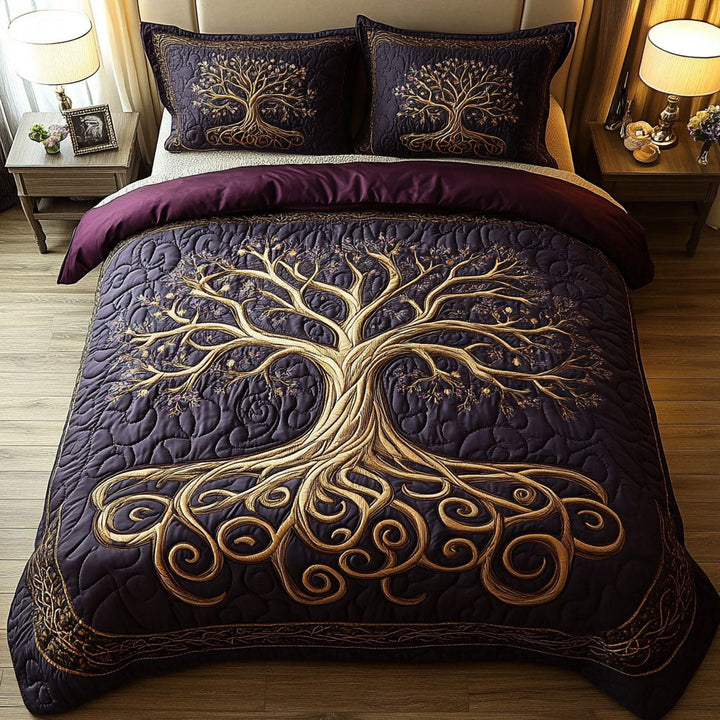 Mystic Tree of Life 3-Piece Quilted Bedding Set