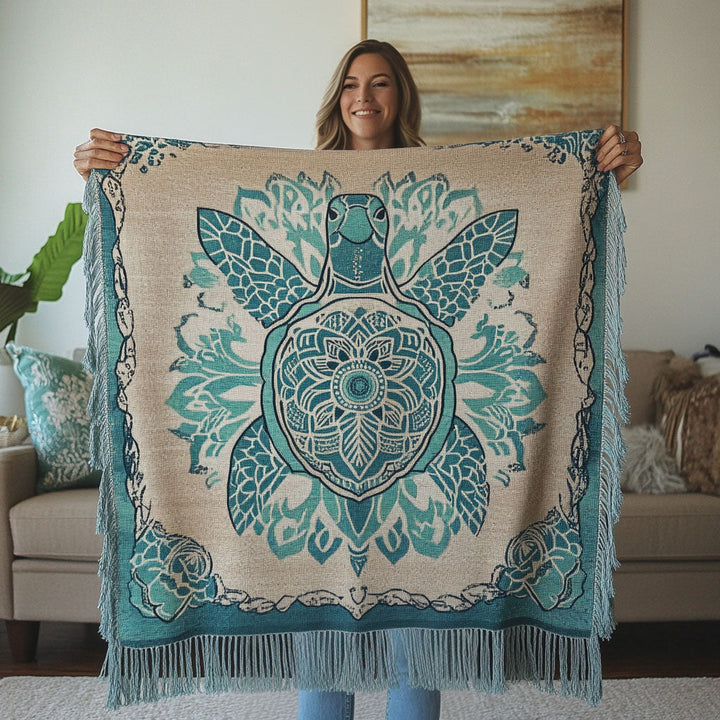 Mystic Turtle Woven Sofa Blanket