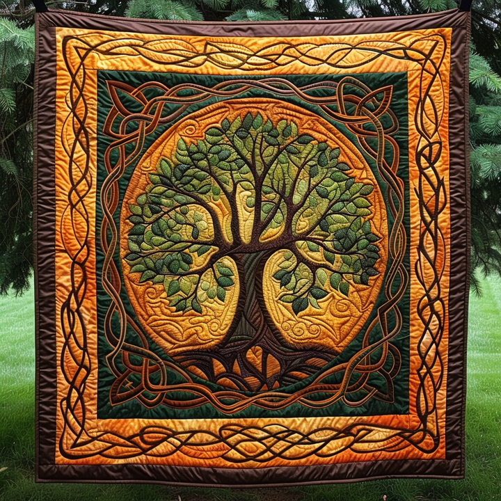 Mystical Tree of Life Quilted Blanket