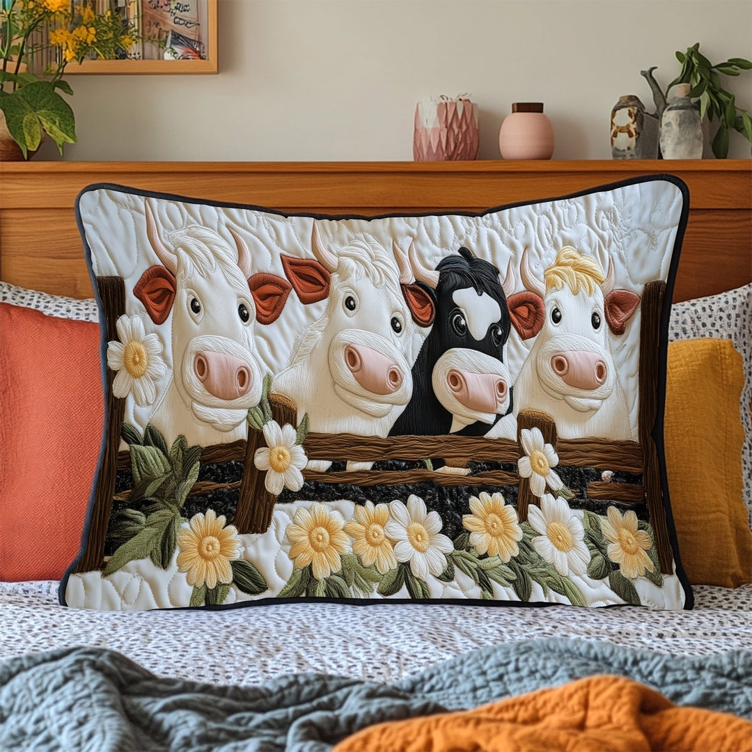 Meadow Moo Quilted Bedding Pillow Case