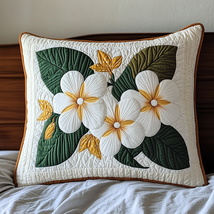 Serene Plumeria Quilted Bedding Pillow Case