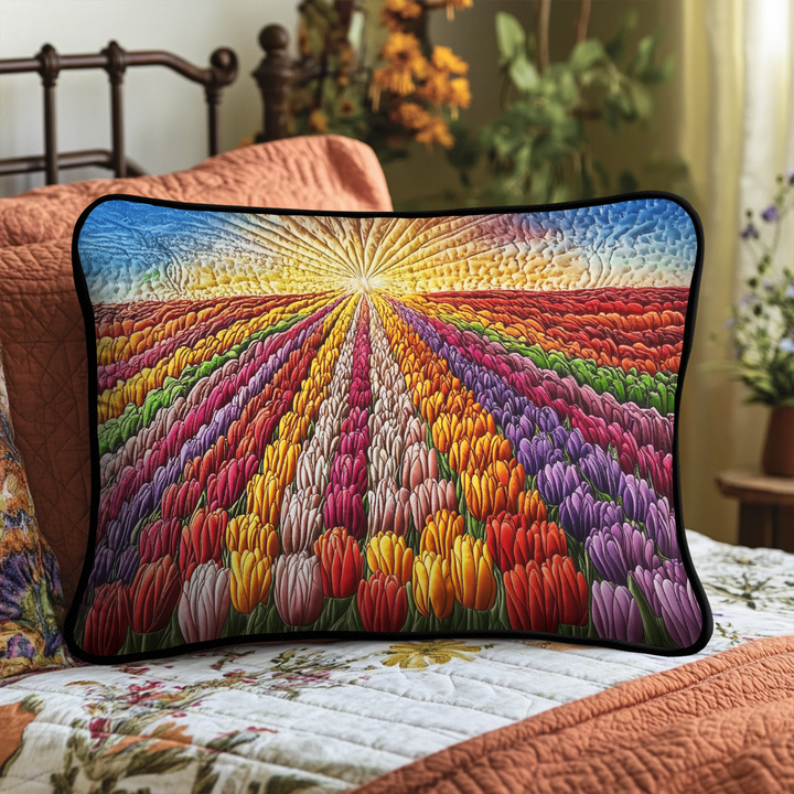 Colorful Tulips Quilted Bedding Pillow Case