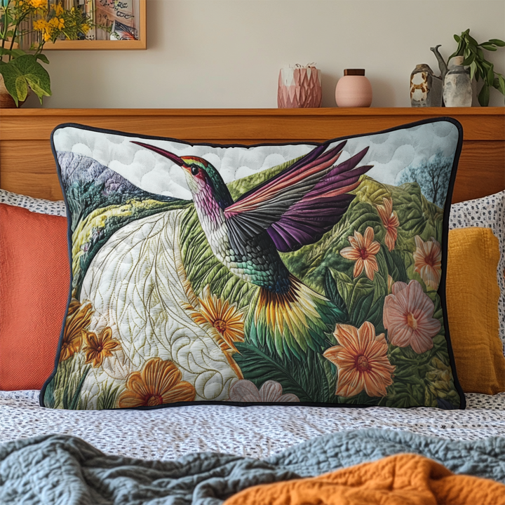 Hummingbird Flight Quilted Bedding Pillow Case