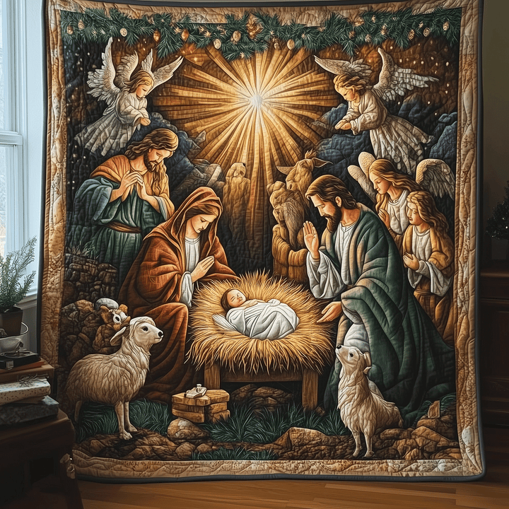 Nativity Scene Quilted Blanket