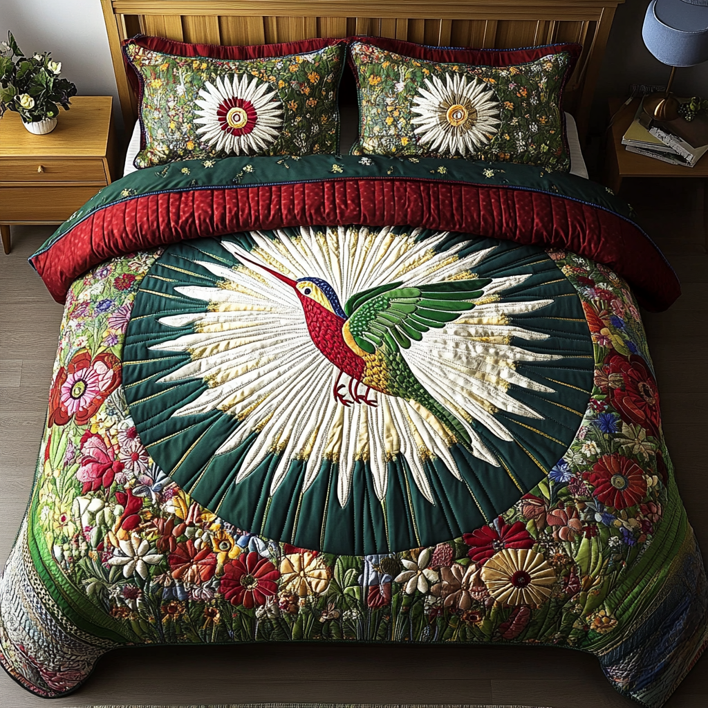 Hummingbird Quilted Bedding Set