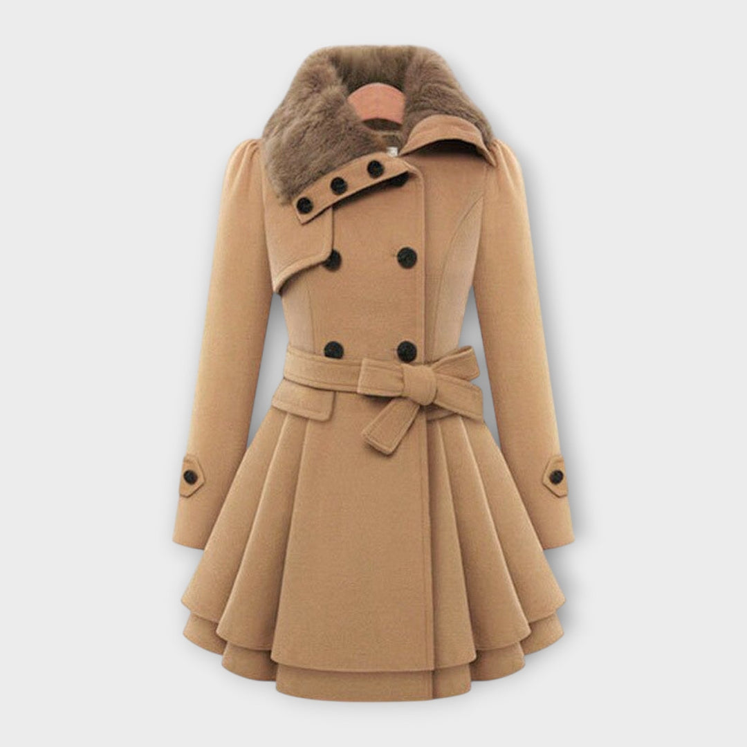 Emma - Elegant coat with a faux fur collar