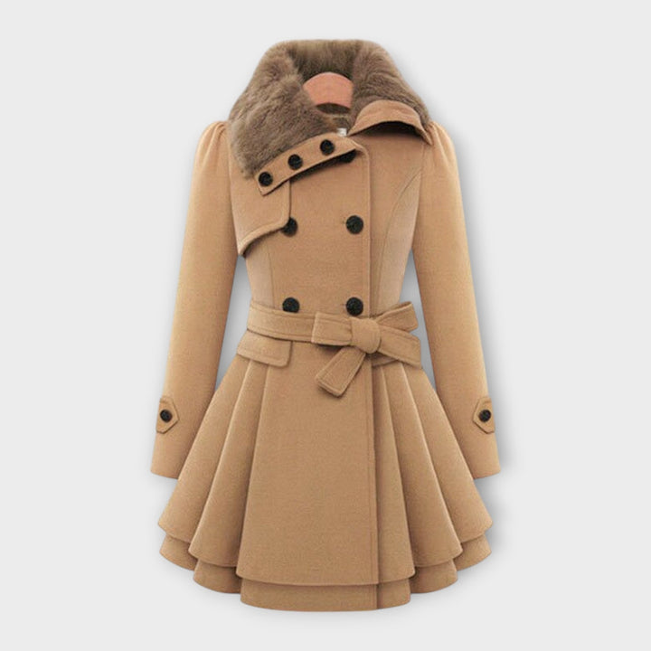 Emma - Elegant coat with a faux fur collar