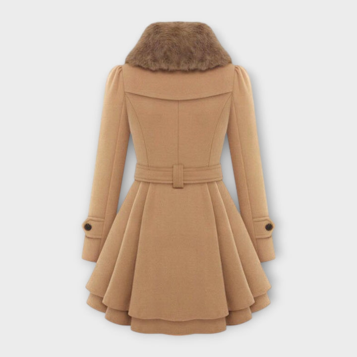 Emma - Elegant coat with a faux fur collar
