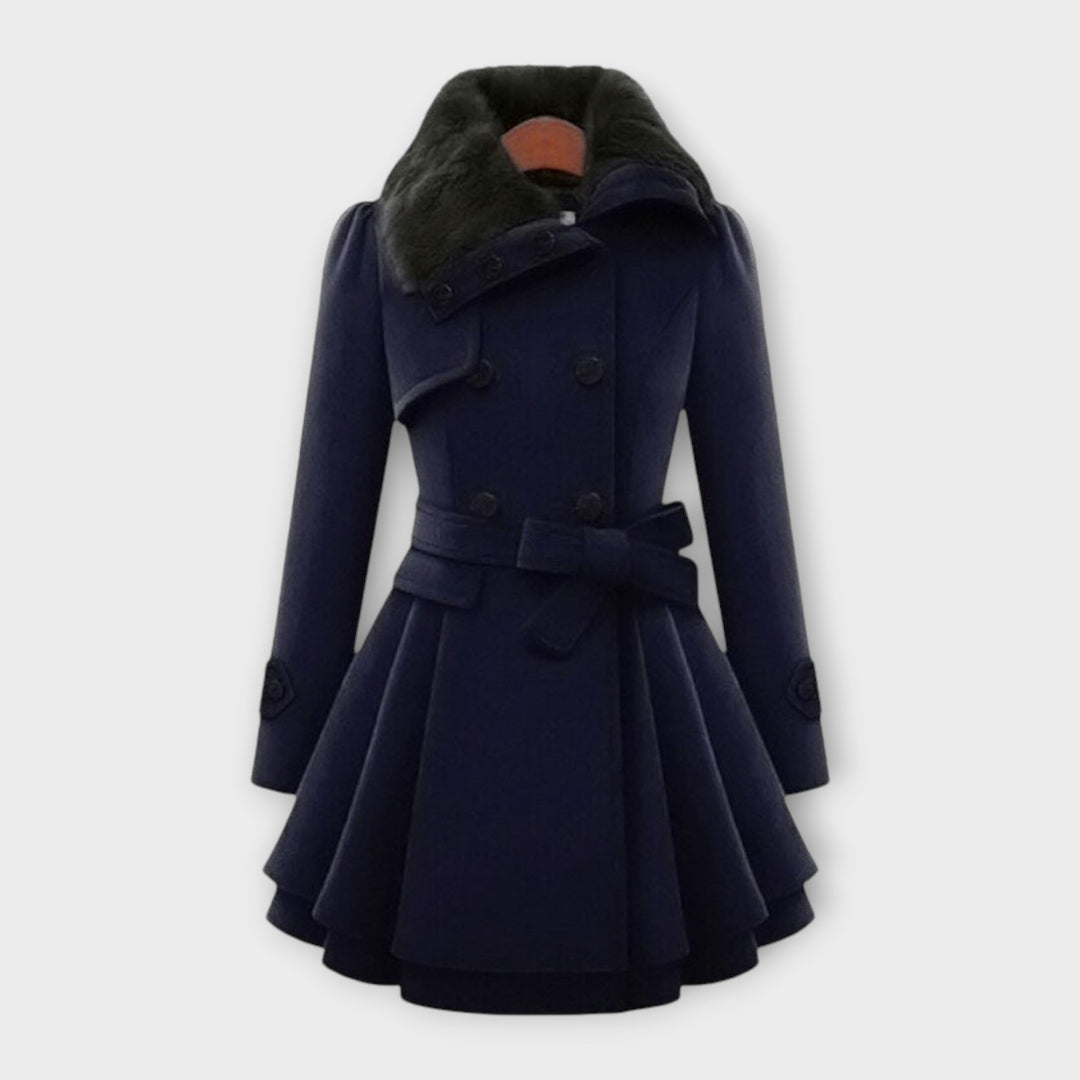 Emma - Elegant coat with a faux fur collar