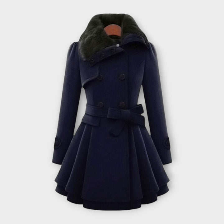 Emma - Elegant coat with a faux fur collar