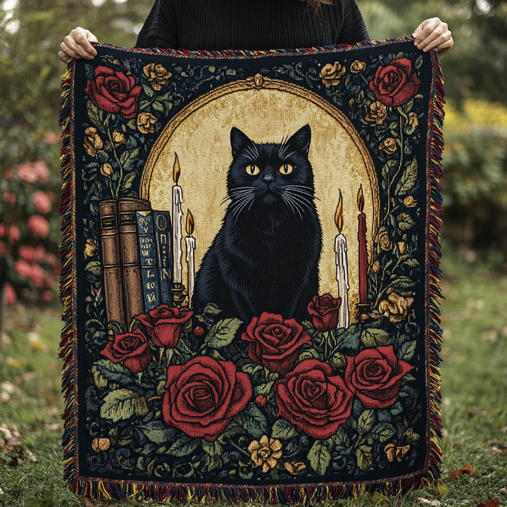 Nightfall Feline Woven Sofa Blanket