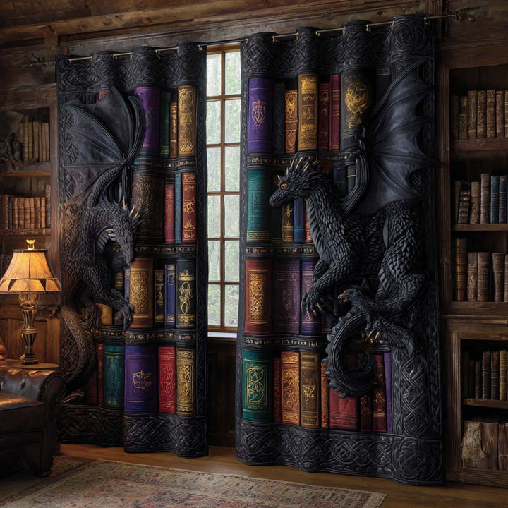 Nightfall Onyx Dragons Quilted Curtains