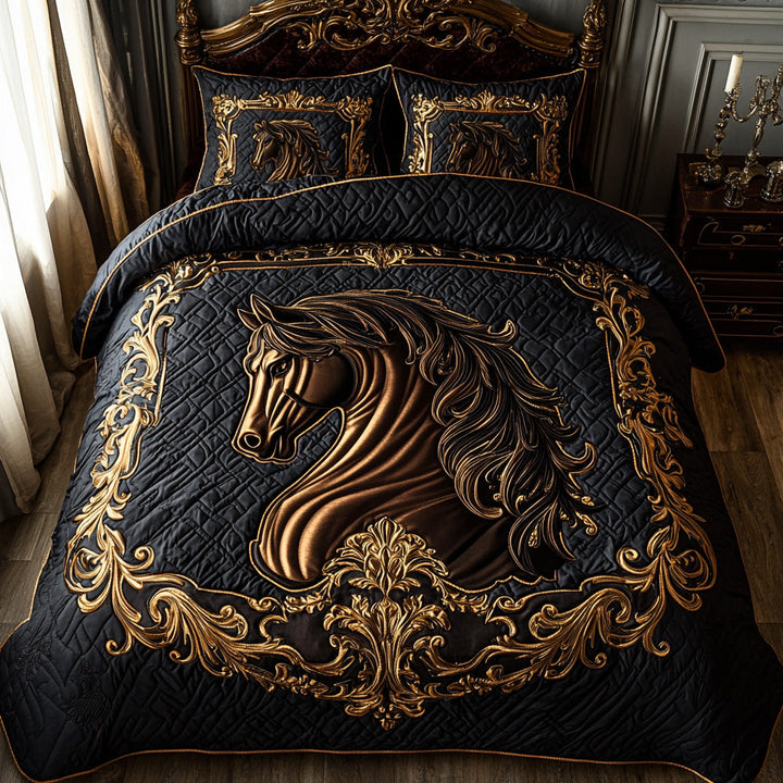 Horse 3-Piece Quilted Bedding Set