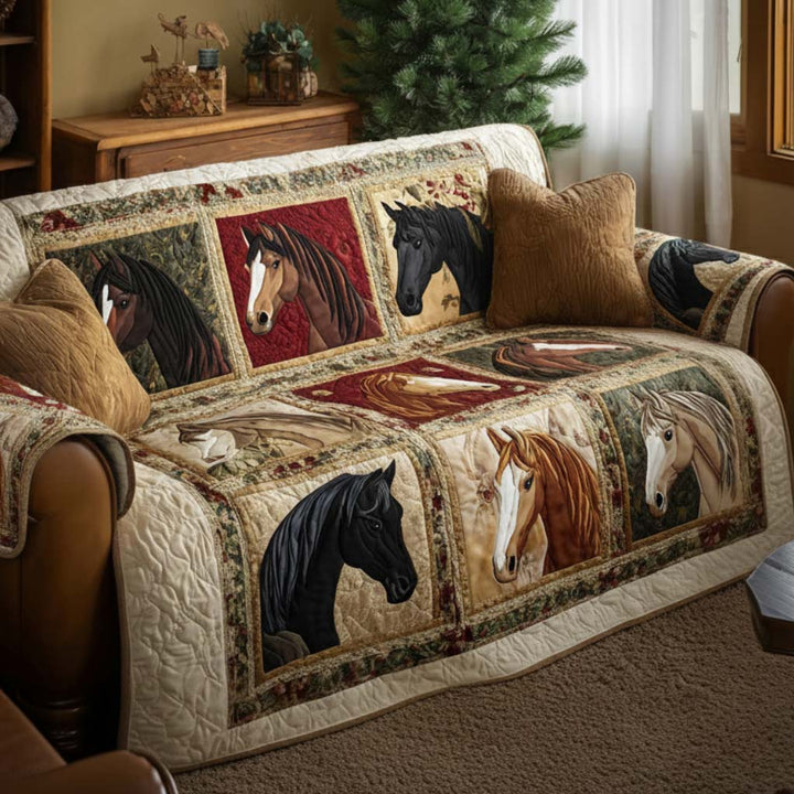 Noble Stallion Quilted Sofa Cover