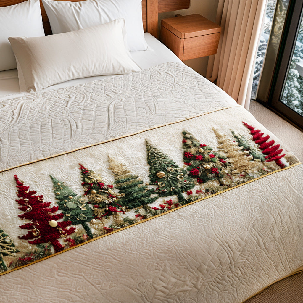 Christmas Tree Quilted Bed Runner