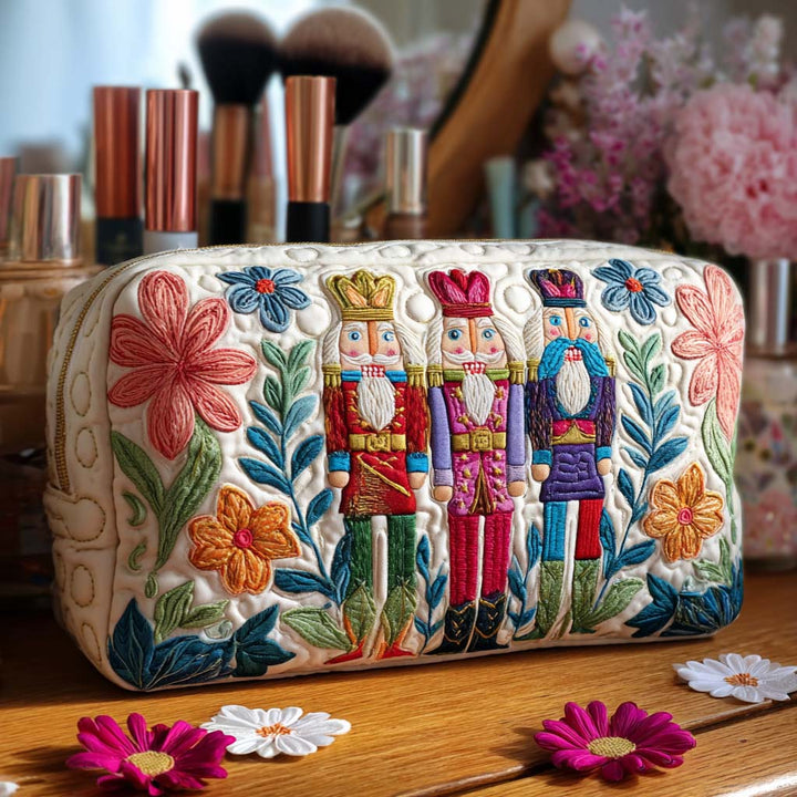Nutcracker Charm Quilted Makeup Bag