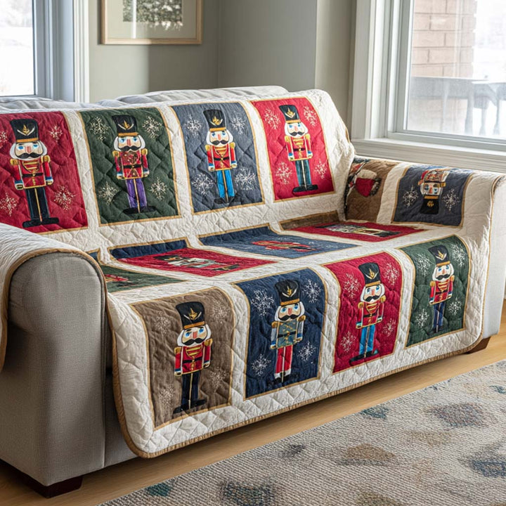 Nutcracker Parade Quilted Sofa Cover