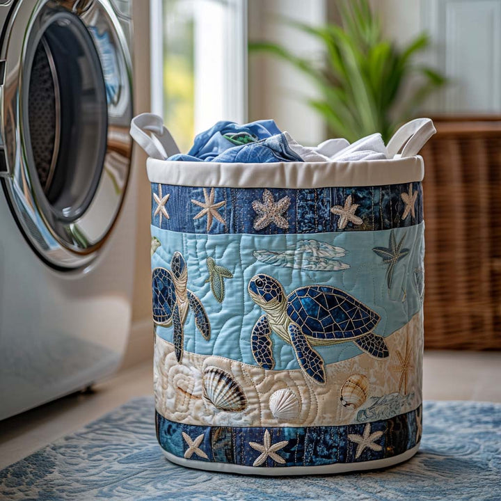 Sea Turtle Quilted Laundry Basket