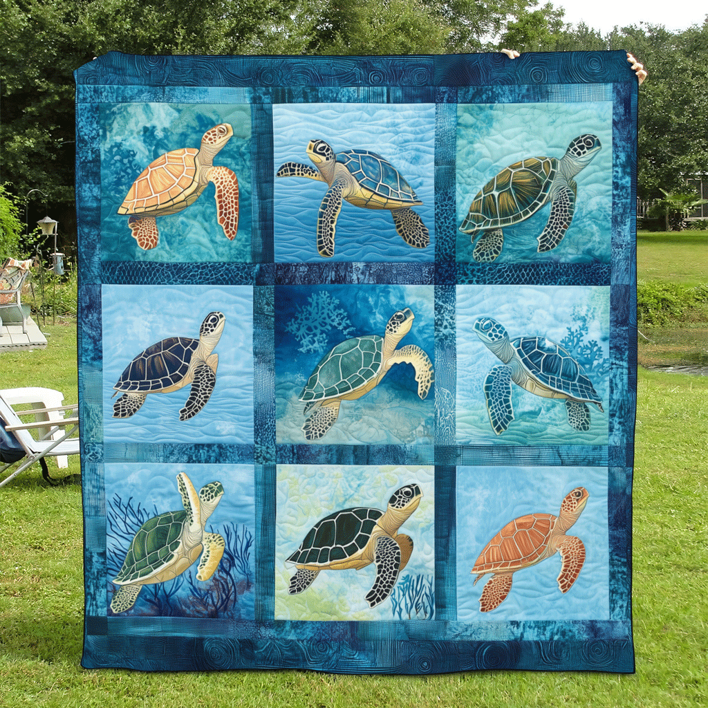 Ocean Harmony Quilted Blanket