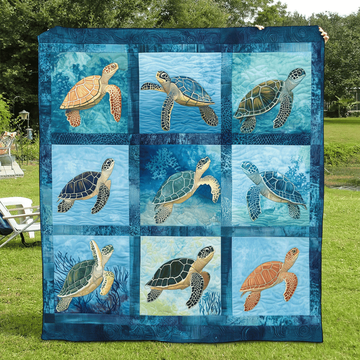 Ocean Harmony Quilted Blanket