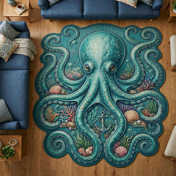 Ocean Octopus Custom Shape Area Rug