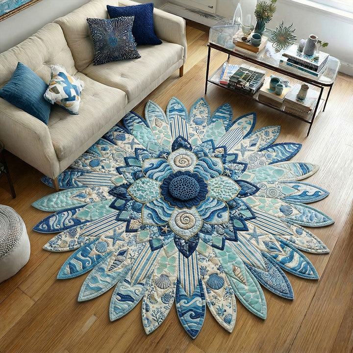 Ocean Pearl Scallop Custom Shape Area Rug