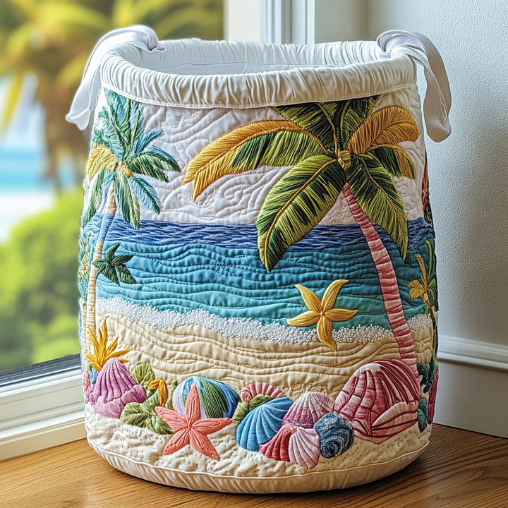Ocean Serenity Quilted Laundry Basket