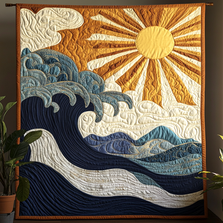 Ocean Sunrise Quilted Blanket