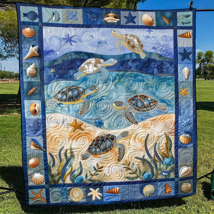 Ocean Turtle Quilted Blanket