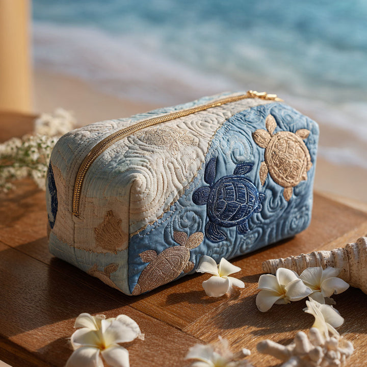 Ocean Turtle Quilted Makeup Bag