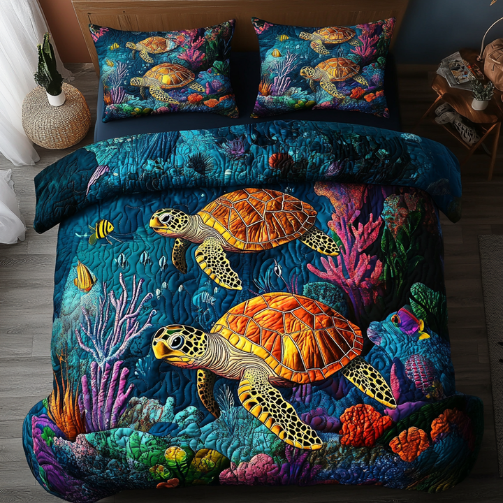 Ocean Wanderer 3-Piece Quilted Bedding Set