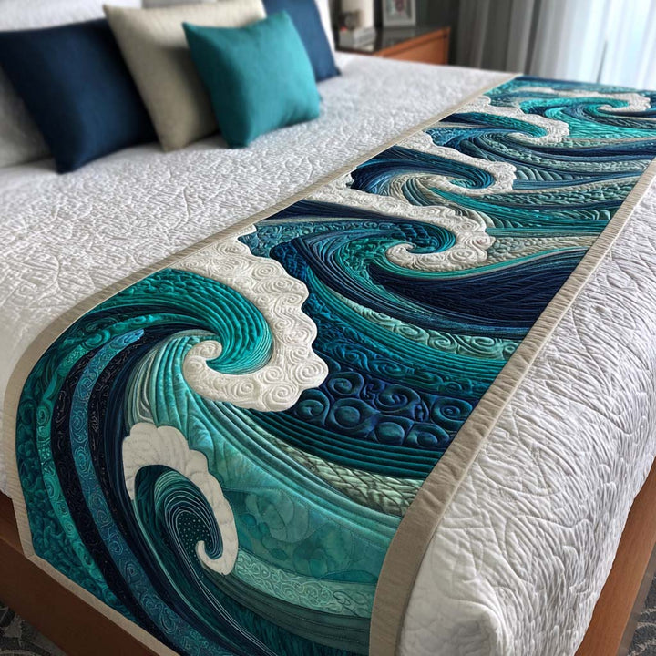Ocean Quilted Bed Runner