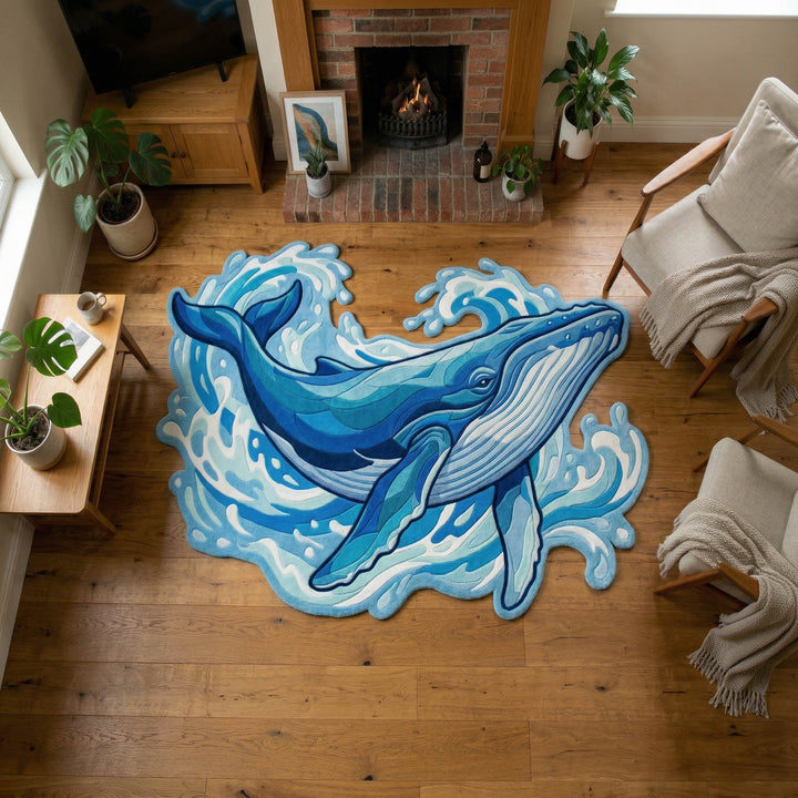 Ocean Whale Custom Shape Area Rug