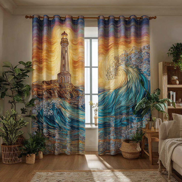 Oceanic Lighthouse Quilted Curtains
