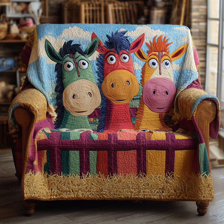 Old Fence Ponnies Quilted Sofa Cover