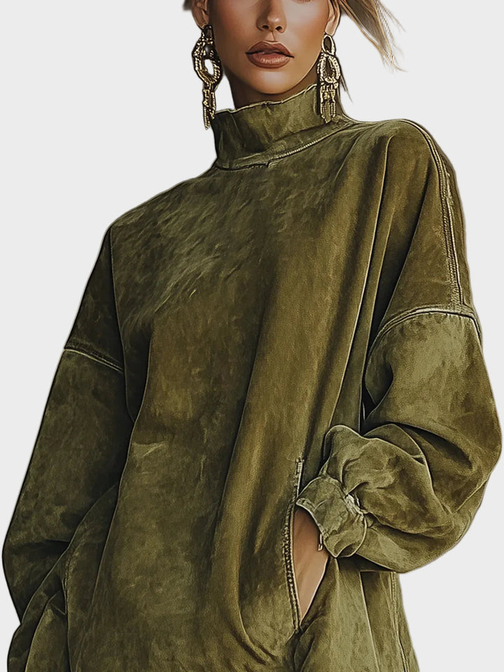 Fausz Suede dress with turtleneck and fringes
