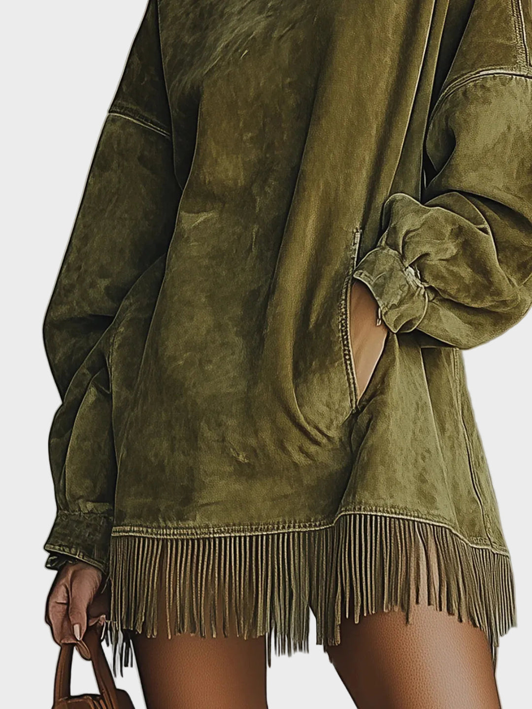 Fausz Suede dress with turtleneck and fringes