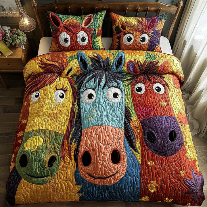 Horse 3-Piece Quilted Bedding Set