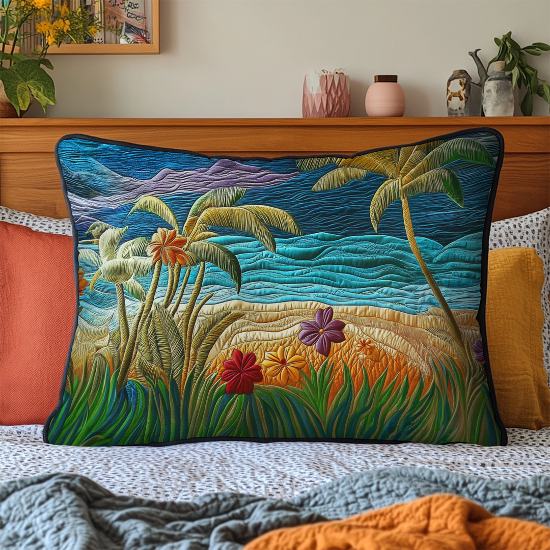 Palm Haven Quilted Bedding Pillow Case