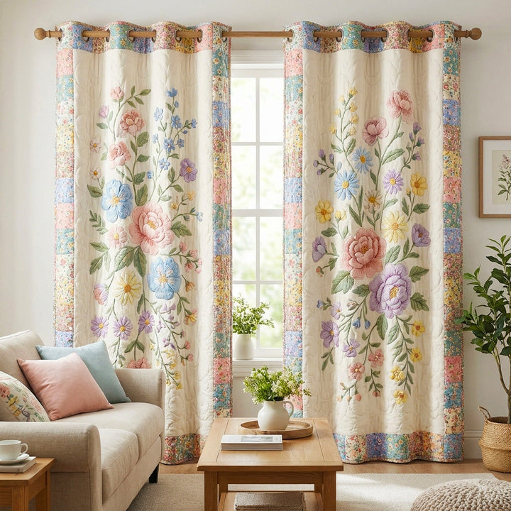Pastel Garden Quilted Curtains