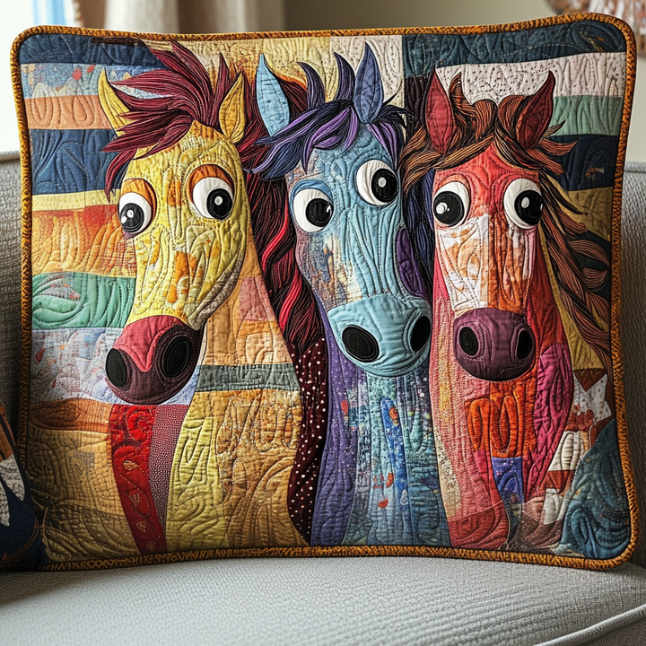 Patchwork Horse Quilted Bedding Pillow Case