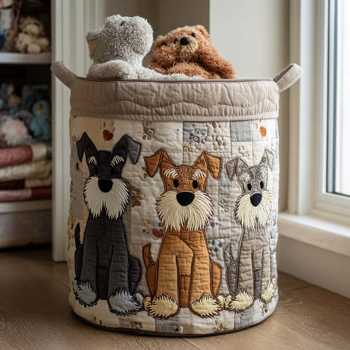 Patchwork Schnauzer Quilted Laundry Basket